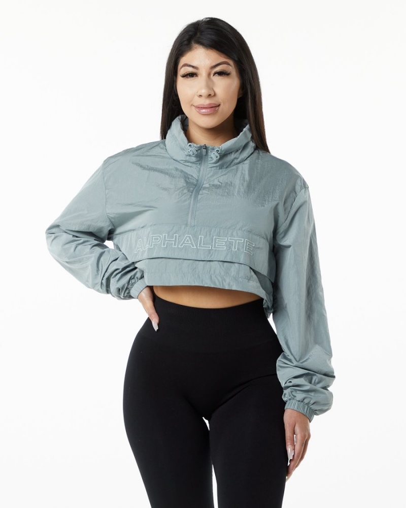 Alphalete Endure Crop Jacket Jakker Dame Blå | BITOAW-638