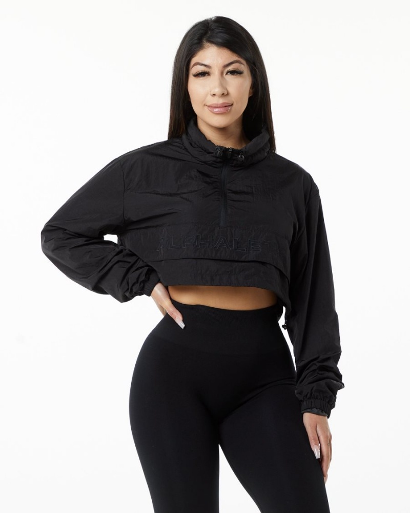 Alphalete Endure Crop Jacket Jakker Dame Svarte | YZSJQN-614