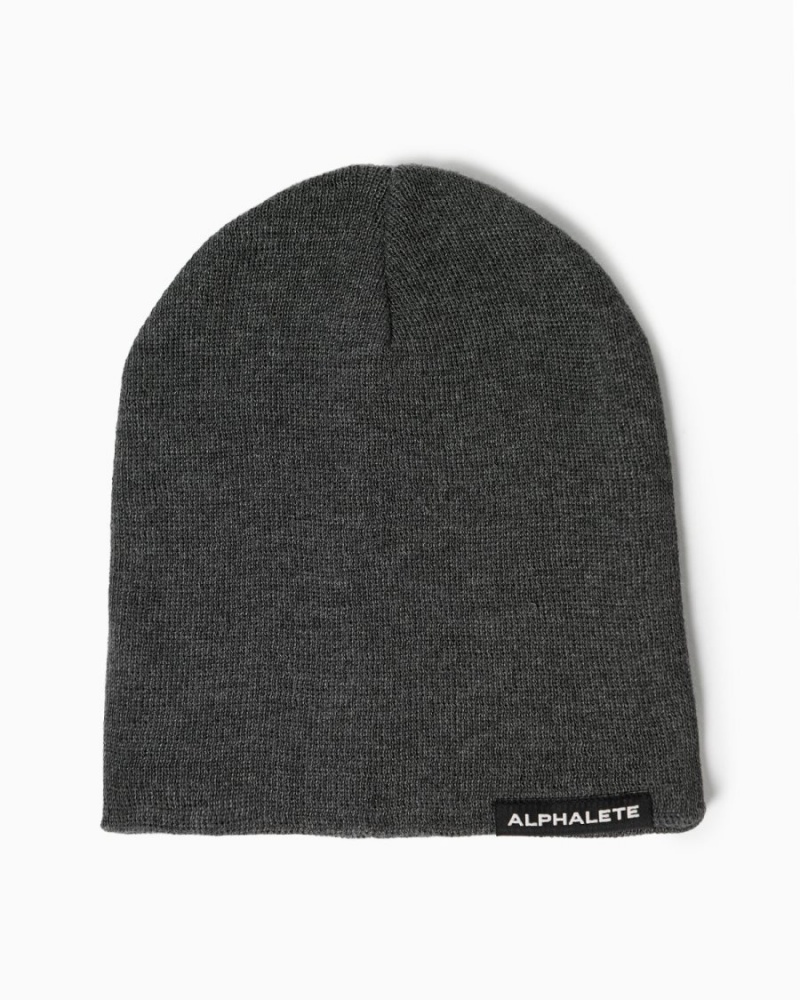 Alphalete Essential Beanie Accessories Dame Charcoal | CVTYGD-279