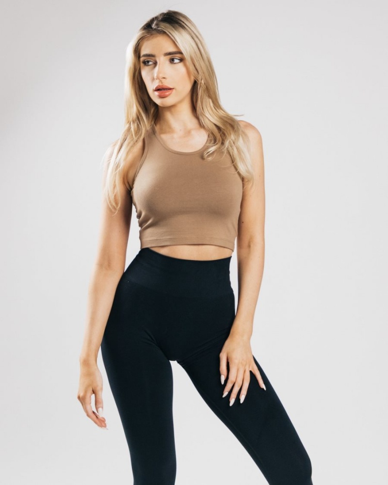 Alphalete Essential Crop Tank Tank Top Dame Mørke | ETRBGQ-493