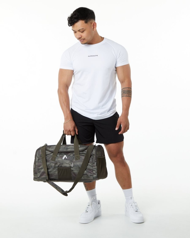 Alphalete Essential Duffel Bag Accessories Herre Olivengrønne Camouflage | QBYMOX-926