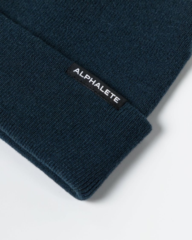 Alphalete Essential Foldover Beanie Accessories Herre Midnight | SIXLED-916