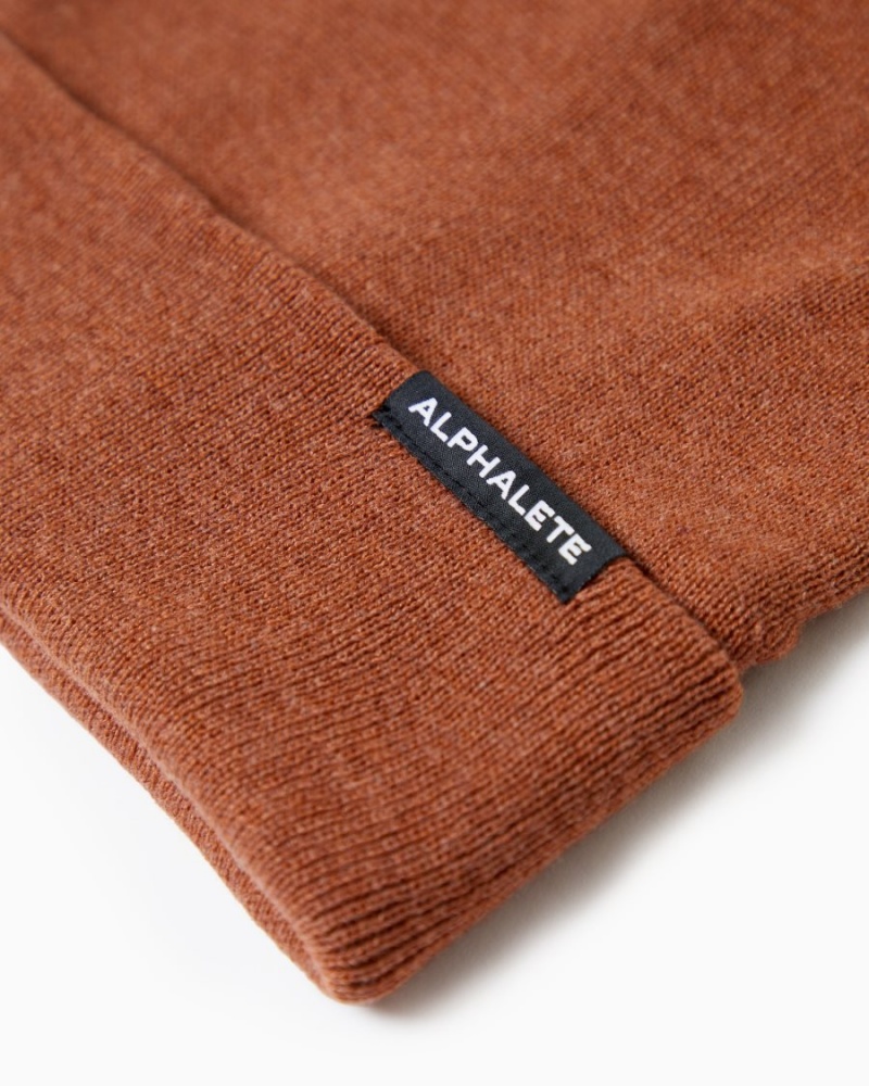 Alphalete Essential Foldover Beanie Accessories Herre Clay | MPHOUI-094