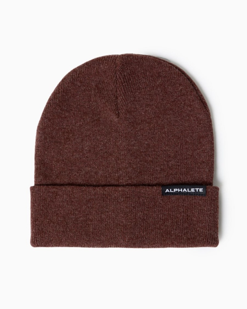 Alphalete Essential Foldover Beanie Accessories Herre Wine | UMQPTK-241