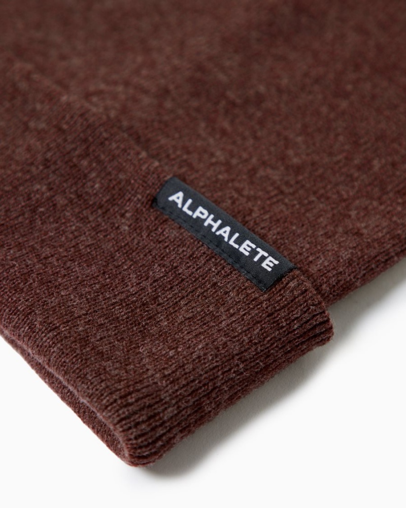 Alphalete Essential Foldover Beanie Accessories Herre Wine | UMQPTK-241