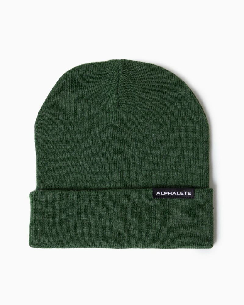 Alphalete Essential Foldover Beanie Accessories Herre Wild Sage | WVQNGI-789