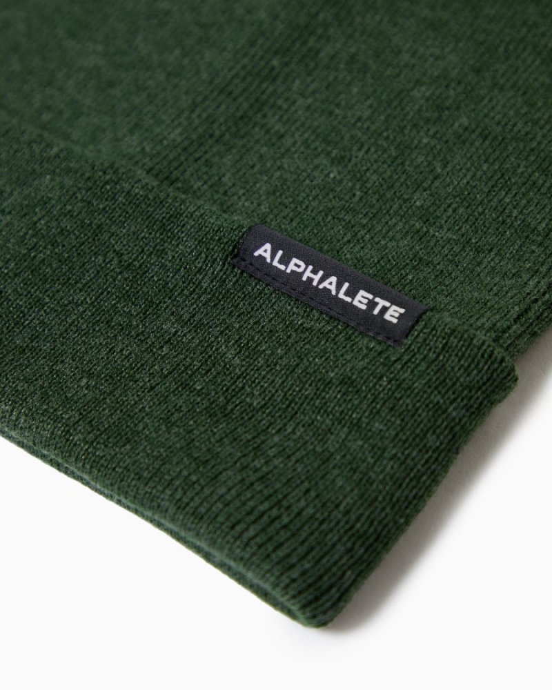 Alphalete Essential Foldover Beanie Accessories Herre Wild Sage | WVQNGI-789