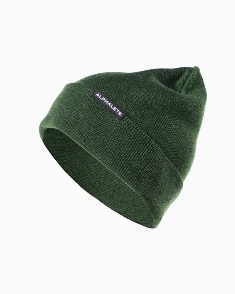 Alphalete Essential Foldover Beanie Accessories Herre Wild Sage | WVQNGI-789