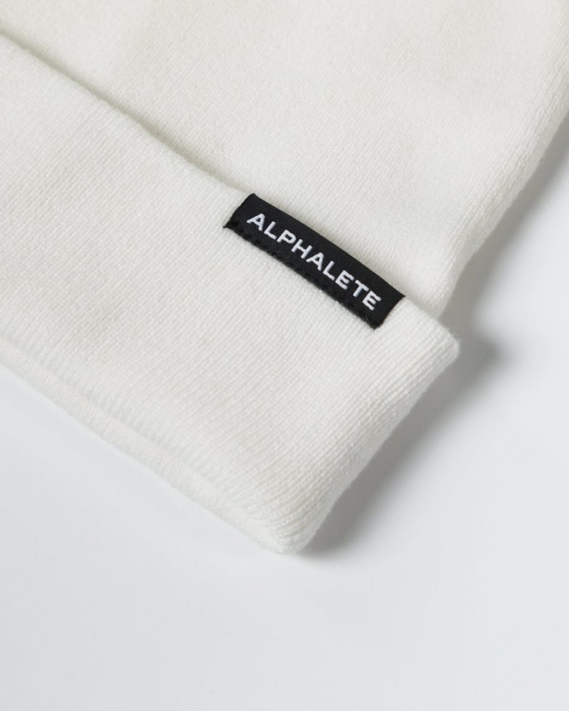 Alphalete Essential Foldover Beanie Accessories Dame Hvite | ZMHTBK-269