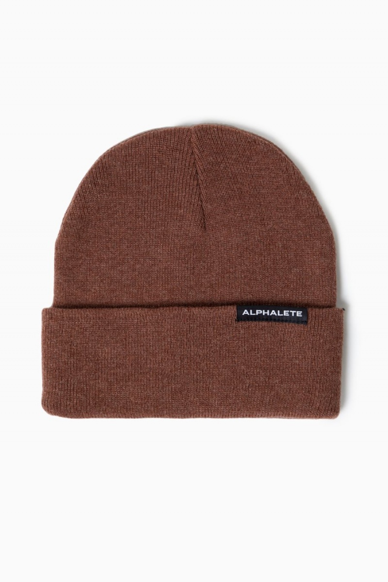 Alphalete Essential Foldover Beanie Accessories Herre Bourdeaux | WQMJTV-379