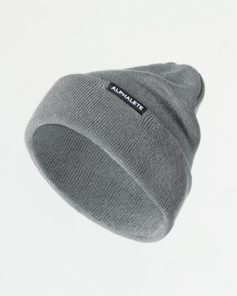 Alphalete Essential Foldover Beanie Accessories Dame Grå | CVSJMF-580