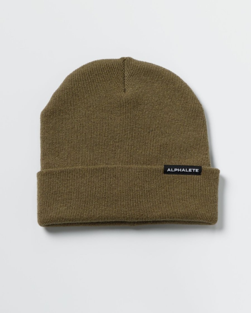 Alphalete Essential Foldover Beanie Accessories Dame Willow | LDUCTP-046