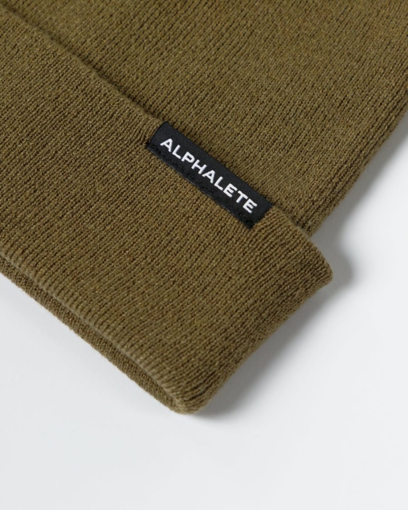 Alphalete Essential Foldover Beanie Accessories Dame Willow | LDUCTP-046