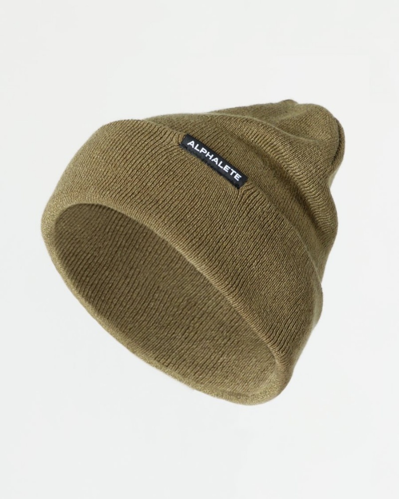 Alphalete Essential Foldover Beanie Accessories Dame Willow | LDUCTP-046