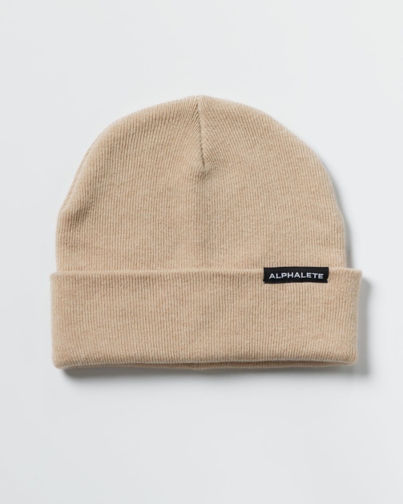 Alphalete Essential Foldover Beanie Accessories Dame Linen | MFOBDK-812