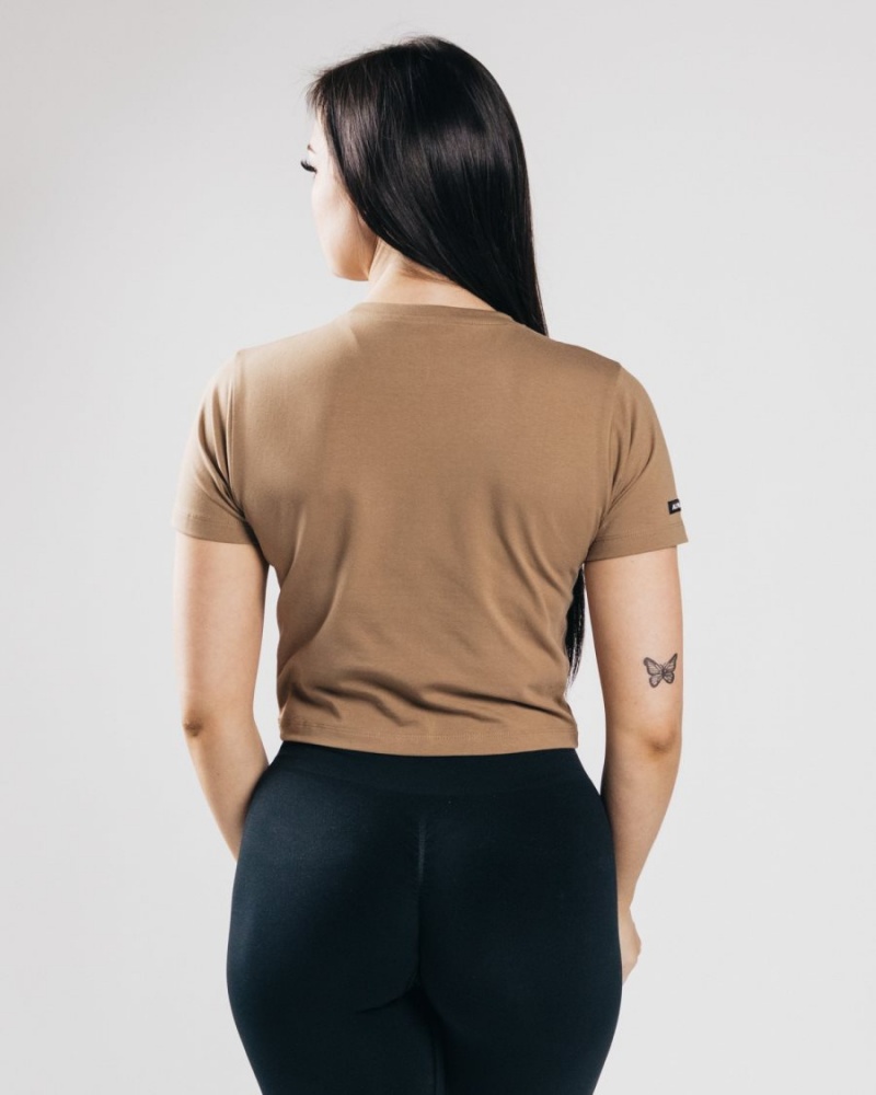 Alphalete Essential Kort Sleeve Crop Skjorte Dame Mørke | UBOGJR-347