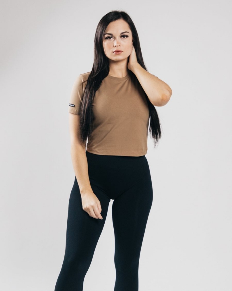 Alphalete Essential Kort Sleeve Crop Skjorte Dame Mørke | UBOGJR-347