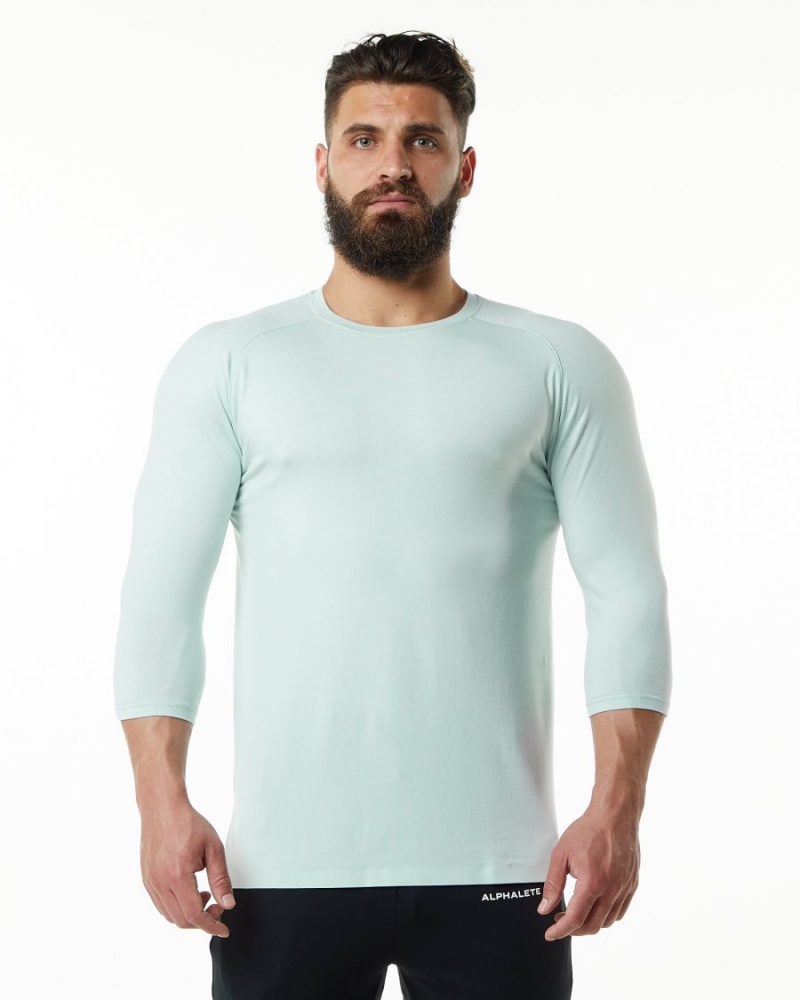 Alphalete Evo 3/4 Sleeve Tee Skjorte Herre Blå | AXSMEO-051