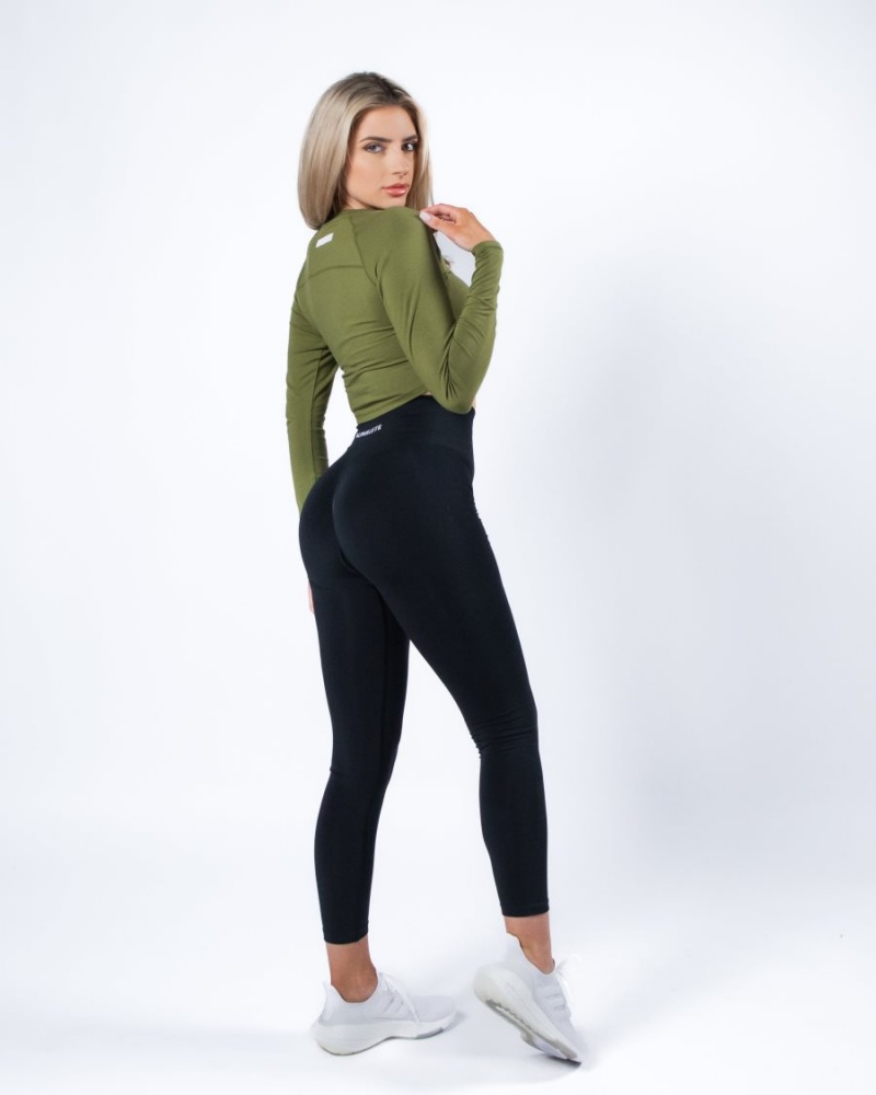 Alphalete Evo Long Sleeve Crop Langermet Dame Grønn | HYSKLE-012