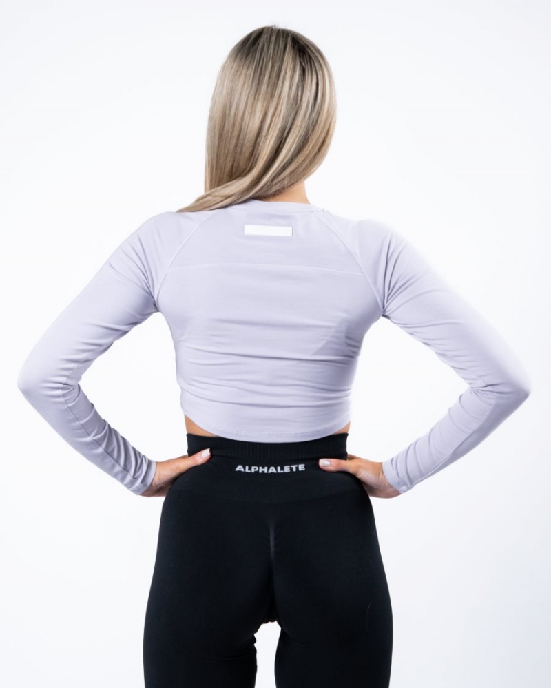 Alphalete Evo Long Sleeve Crop Langermet Dame Lilac Haze | SPECLG-094