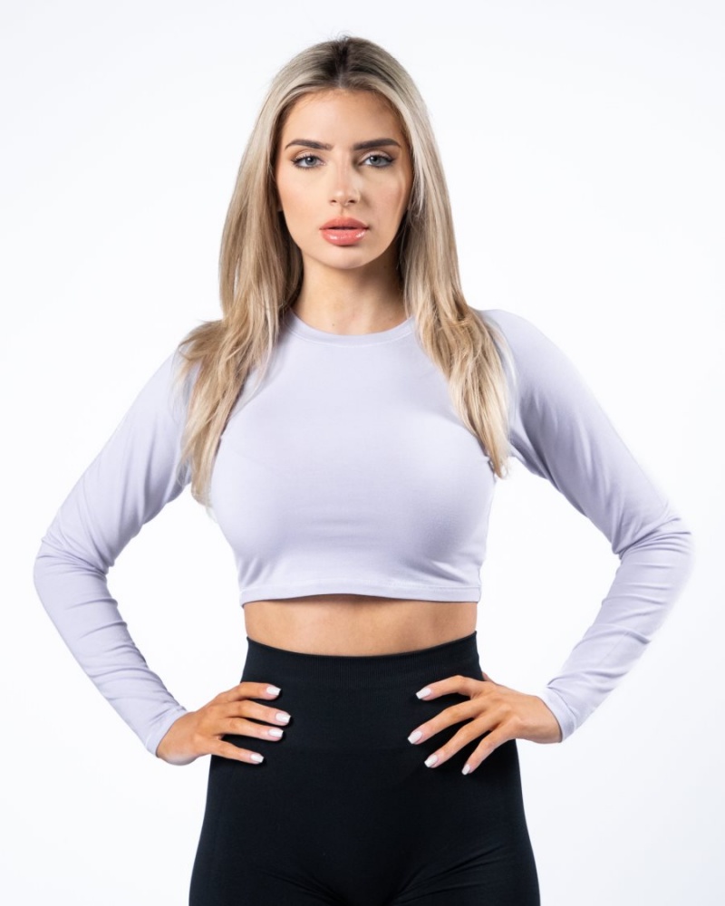 Alphalete Evo Long Sleeve Crop Langermet Dame Lilac Haze | SPECLG-094