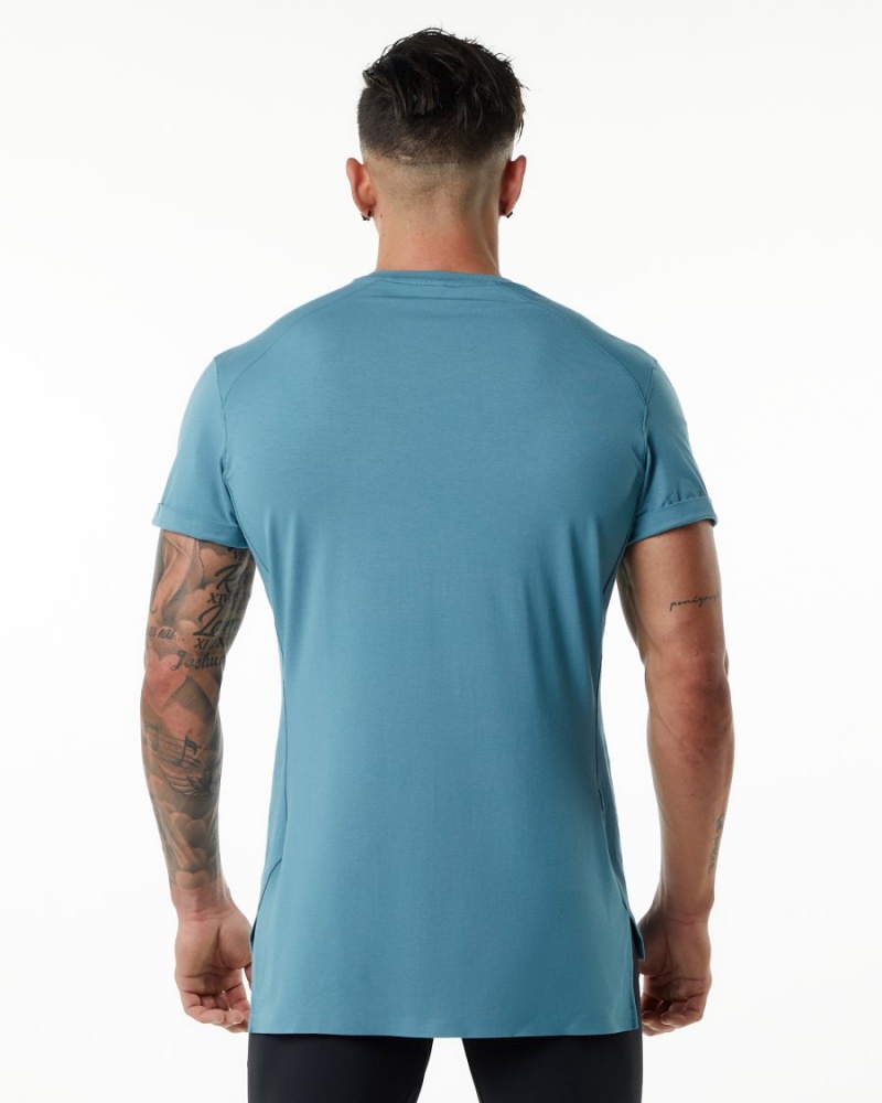 Alphalete Evo Pocket Tee Skjorte Herre Blå | RAQCVP-945