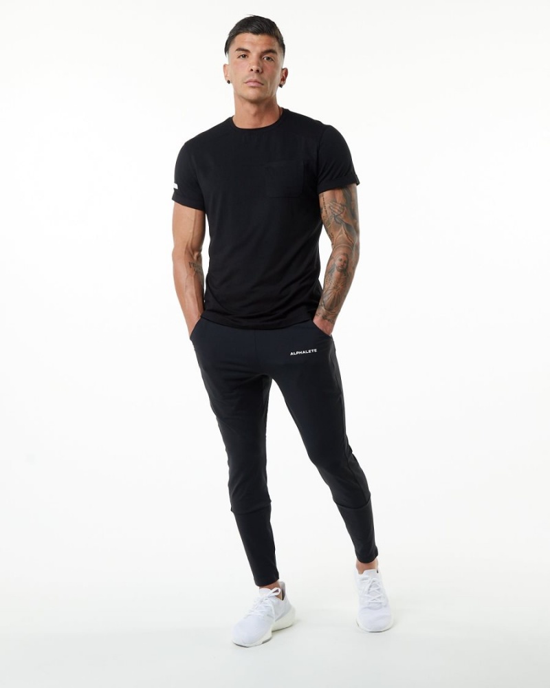 Alphalete Evo Pocket Tee Skjorte Herre Svarte | QLBMHO-358