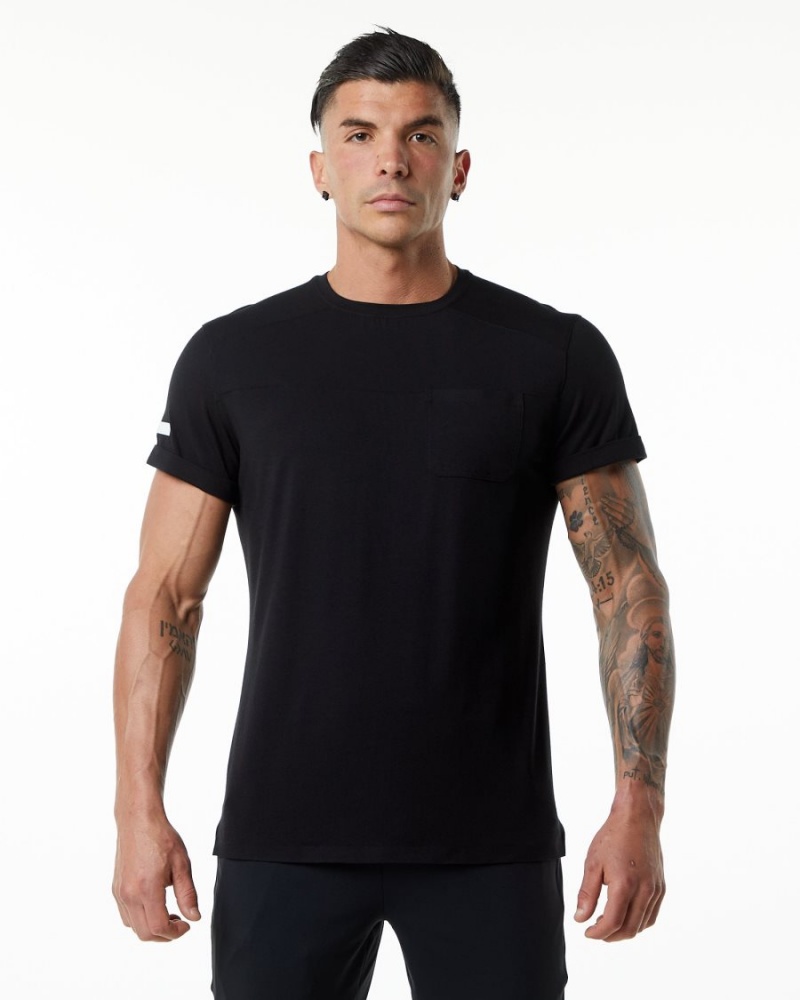 Alphalete Evo Pocket Tee Skjorte Herre Svarte | QLBMHO-358