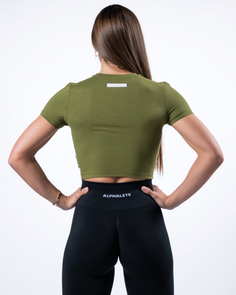 Alphalete Evo Twist Crop Skjorte Dame Grønn | EGLOZY-682