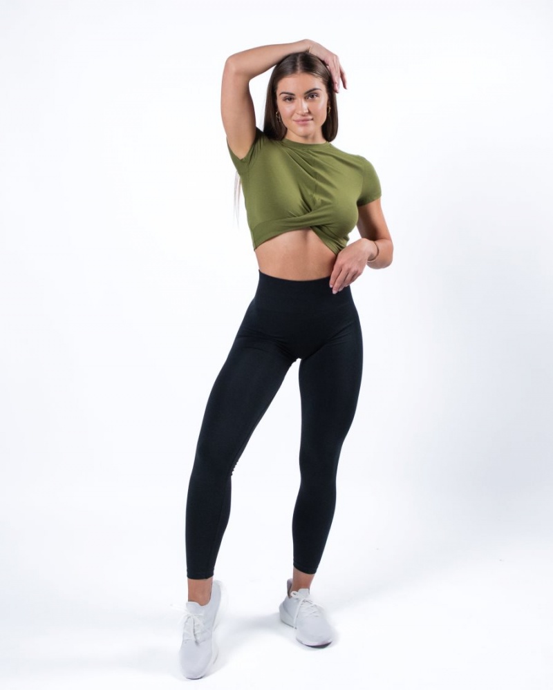 Alphalete Evo Twist Crop Skjorte Dame Grønn | EGLOZY-682