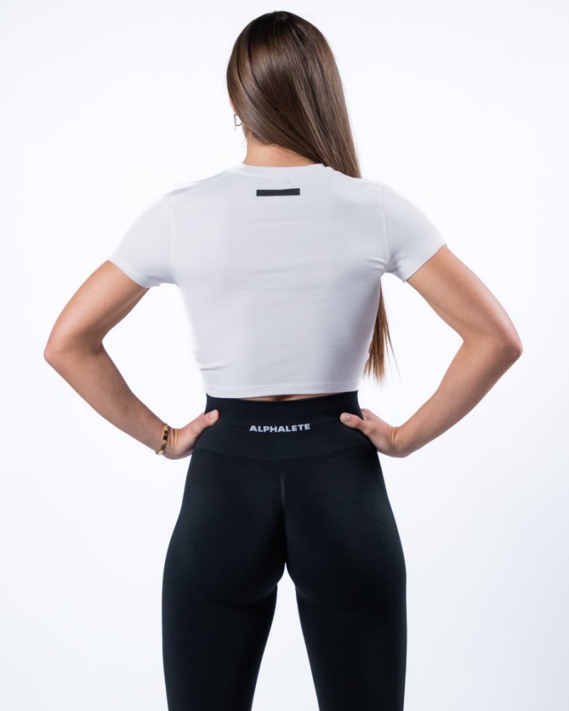 Alphalete Evo Twist Crop Skjorte Dame Hvite | NDAOIB-685