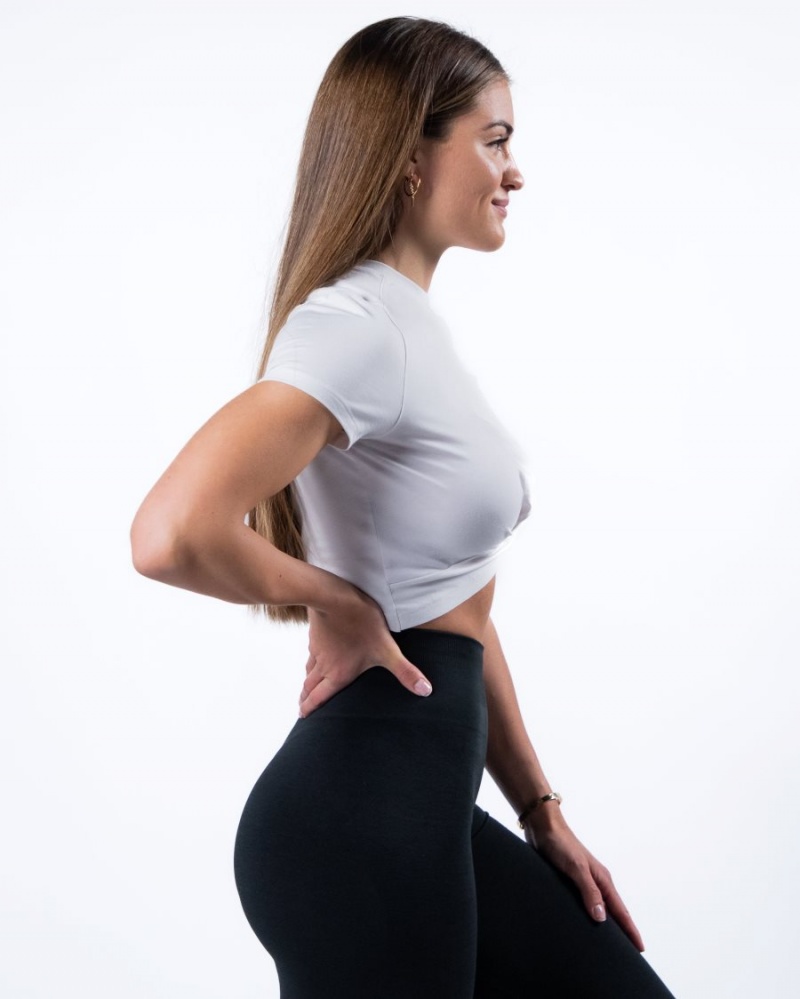 Alphalete Evo Twist Crop Skjorte Dame Hvite | NDAOIB-685