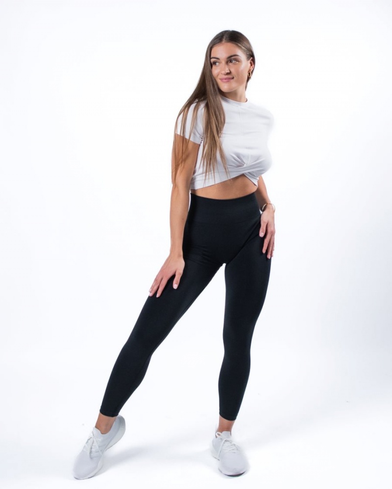 Alphalete Evo Twist Crop Skjorte Dame Hvite | NDAOIB-685