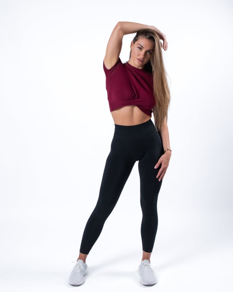 Alphalete Evo Twist Crop Skjorte Dame Rød | YCUNXV-952