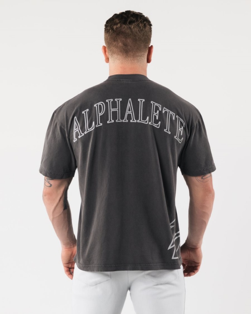 Alphalete Giant Wolf Head Tee Skjorte Dame Svarte | XUWQLI-294