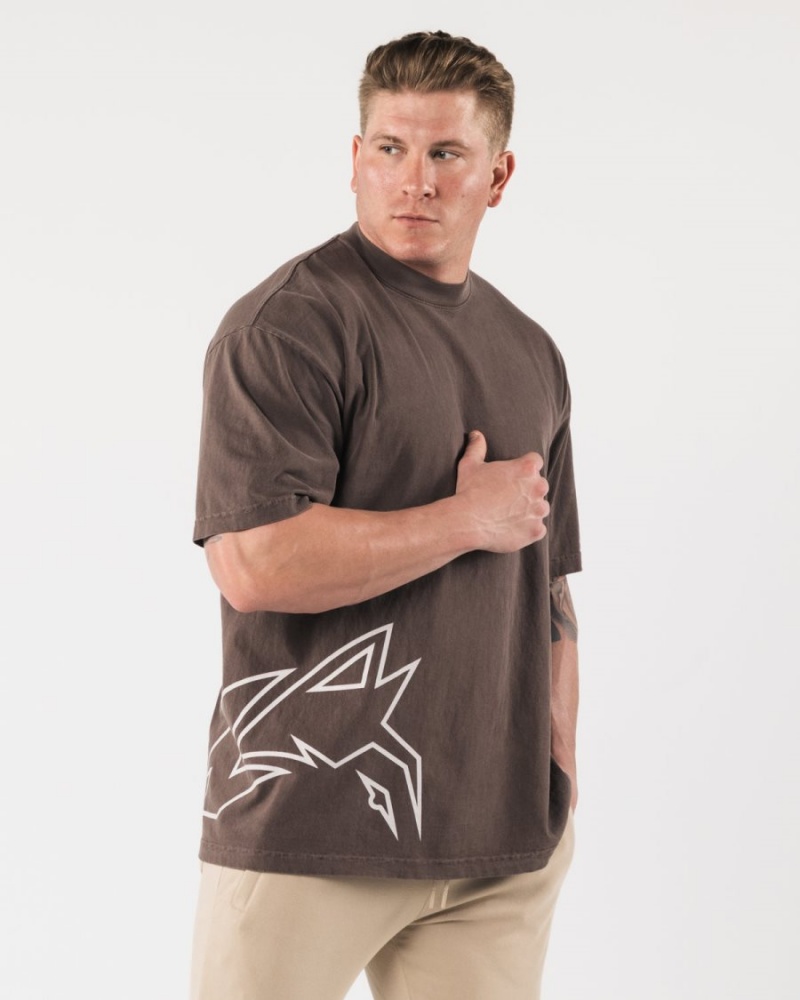 Alphalete Giant Wolf Head Tee Skjorte Dame Clove | FUNJCG-987