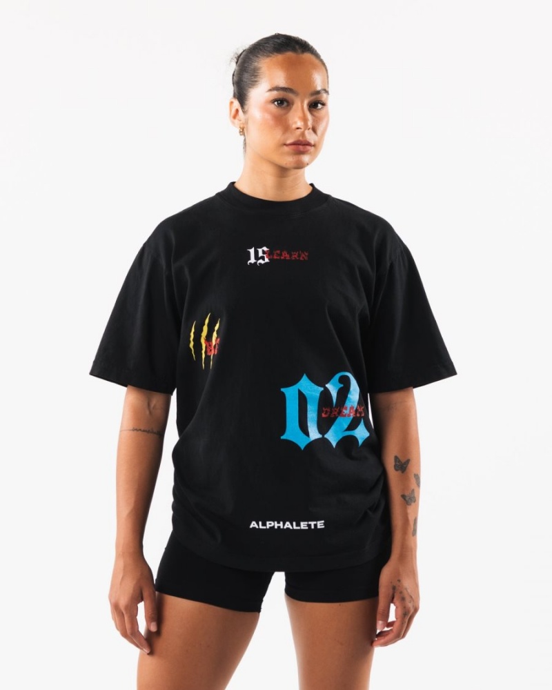 Alphalete HTX Tee Skjorte Dame Svarte | SDKZMB-641