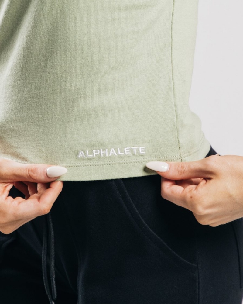 Alphalete Heavy Bomull Cutoff Tank Top Dame Matcha | GBOLPS-915