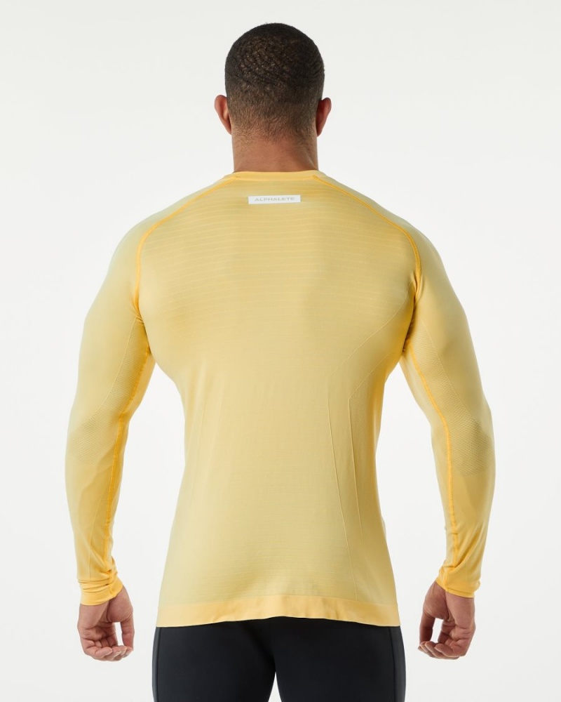 Alphalete Hero Long Sleeve Tee Skjorte Herre Faded Honey | MLPHEW-987