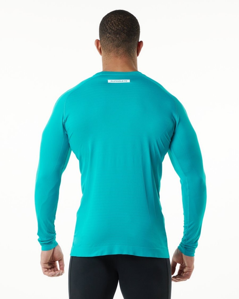 Alphalete Hero Long Sleeve Tee Skjorte Herre Ocean | ESFPXT-841