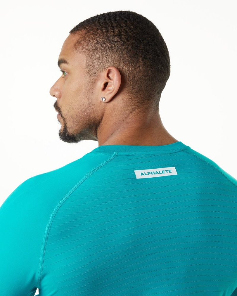 Alphalete Hero Long Sleeve Tee Skjorte Herre Ocean | ESFPXT-841