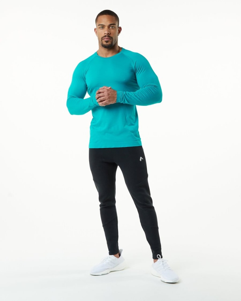 Alphalete Hero Long Sleeve Tee Skjorte Herre Ocean | ESFPXT-841