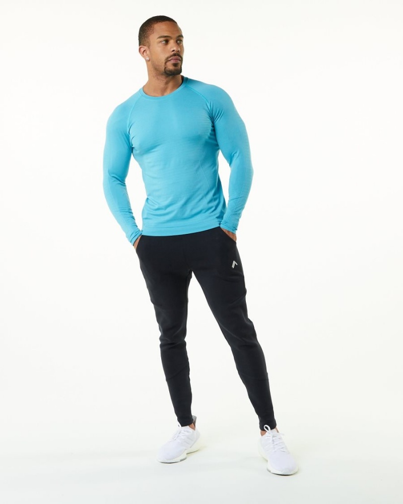 Alphalete Hero Long Sleeve Tee Skjorte Herre Faded Ocean | WDKEUB-738