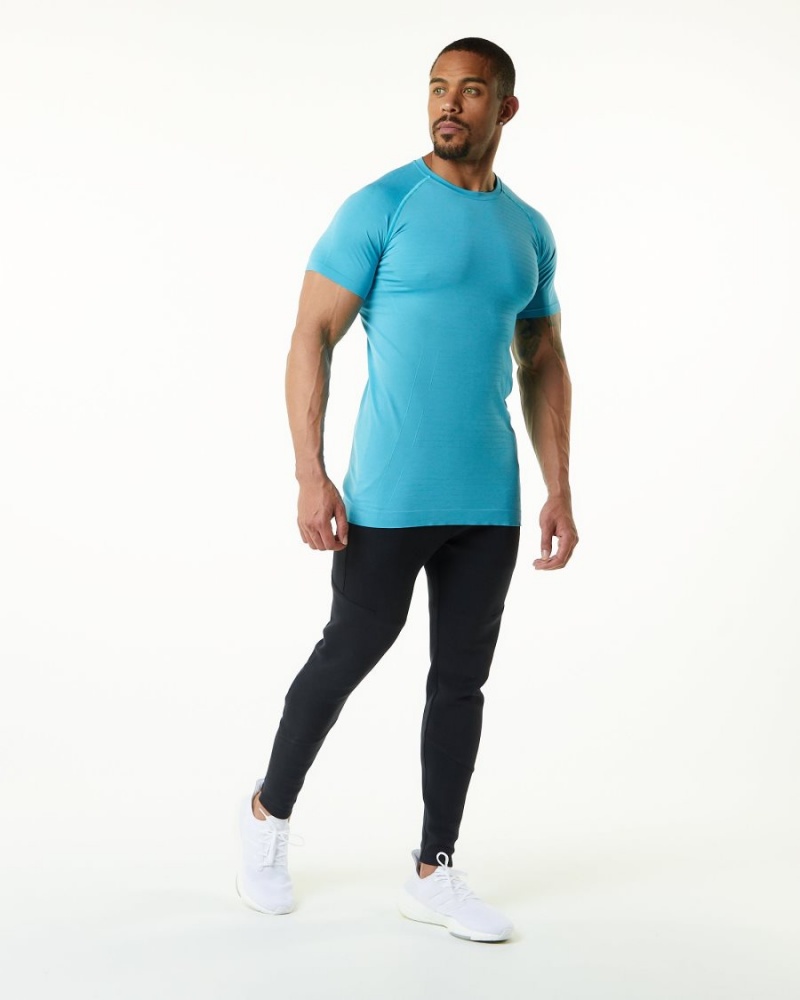 Alphalete Hero Tee Skjorte Herre Faded Ocean | TSNPOB-341