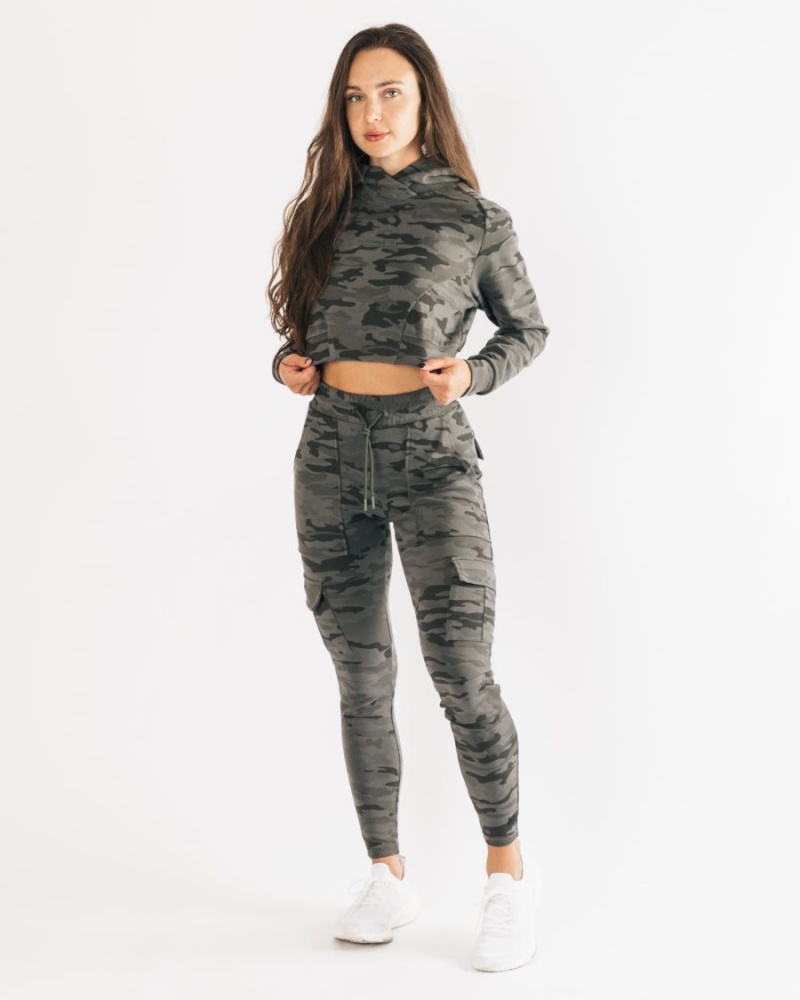 Alphalete Identity Pro Crop Hoodie Hettegenser Dame Camouflage | YKRZUC-257