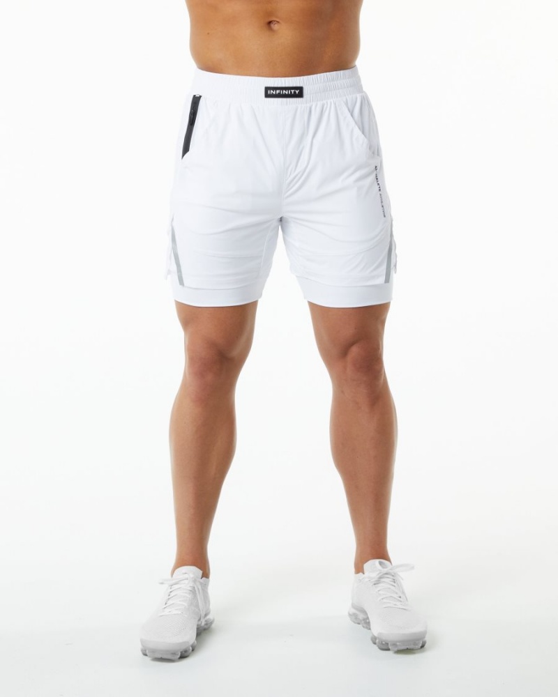 Alphalete Infinity Speed Kort 5.5" Shorts Herre Hvite | KBIODW-150