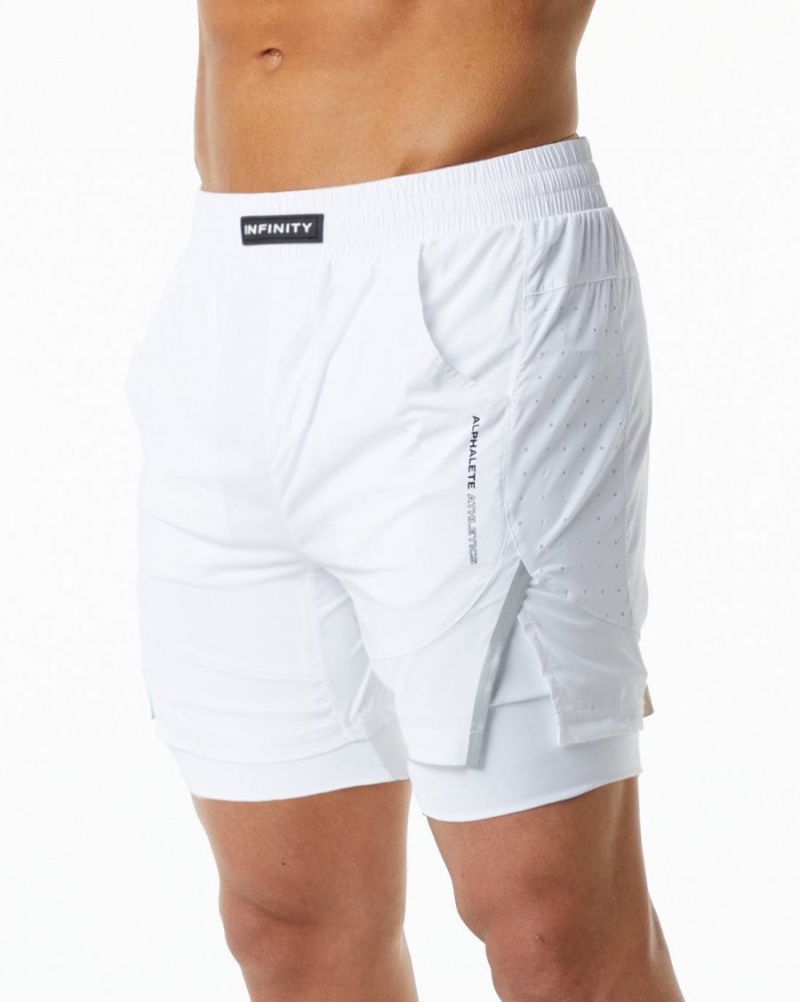 Alphalete Infinity Speed Kort 5.5" Shorts Herre Hvite | KBIODW-150