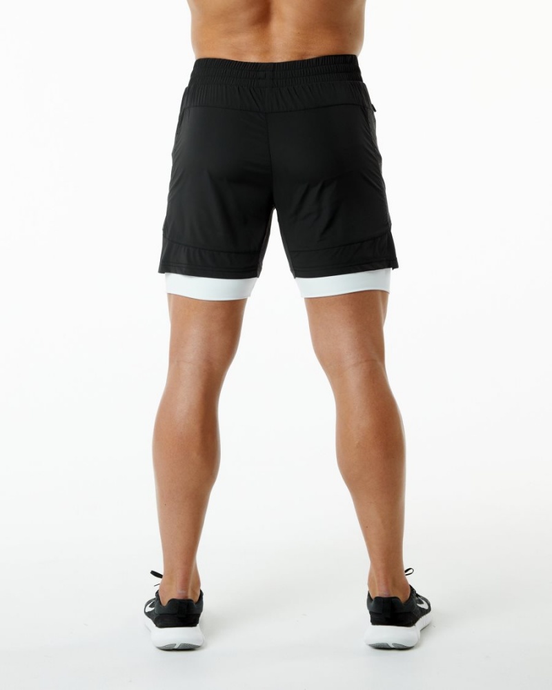 Alphalete Infinity Speed Kort 5.5" Shorts Herre Svarte Hvite | KETAHW-496