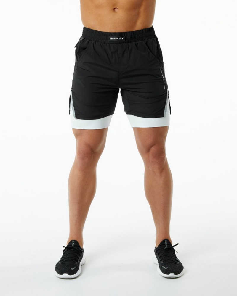 Alphalete Infinity Speed Kort 5.5" Shorts Herre Svarte Hvite | KETAHW-496