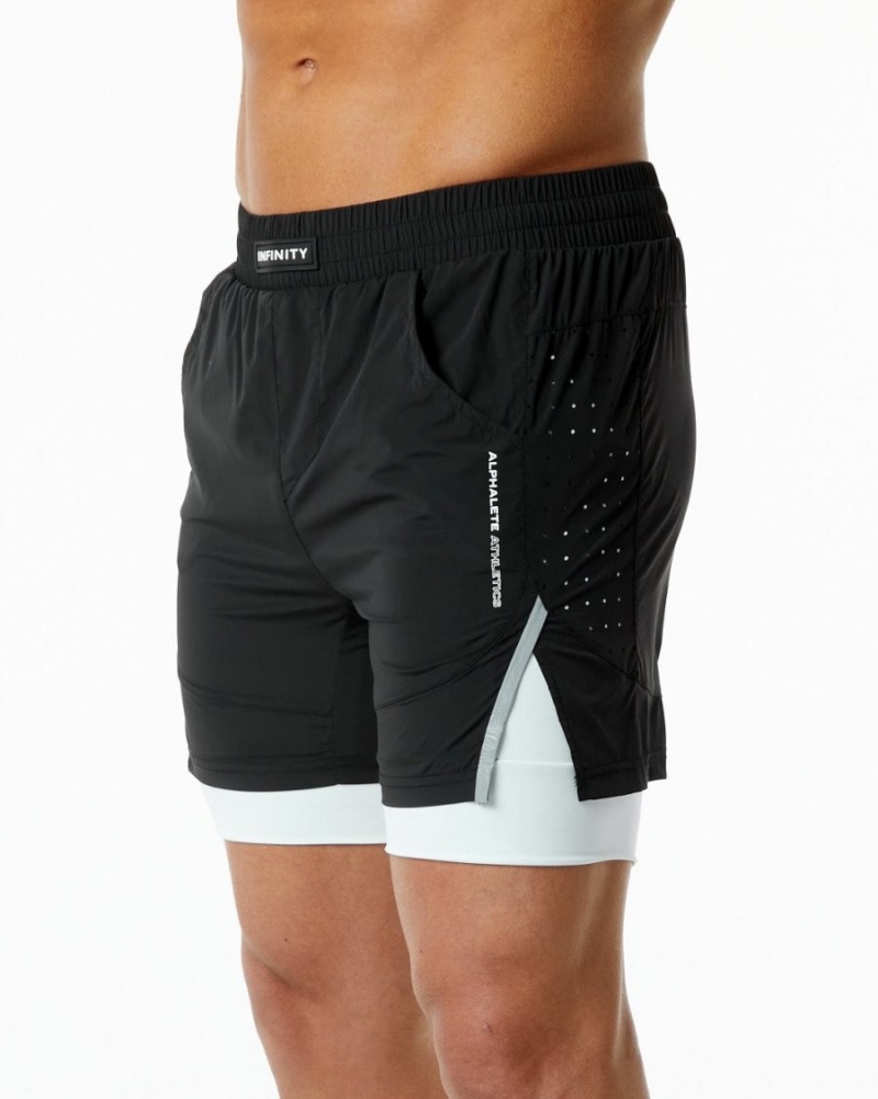 Alphalete Infinity Speed Kort 5.5" Shorts Herre Svarte Hvite | KETAHW-496